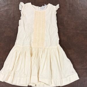 Petit Bateau Cream Ruffle Kids Dress. Size 6